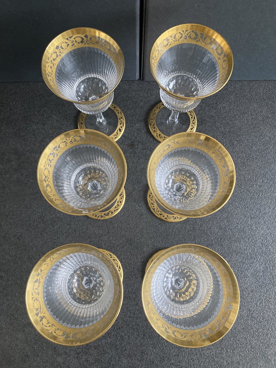 Image 1 of 6 St. Louis Thistle Gold wine glasses