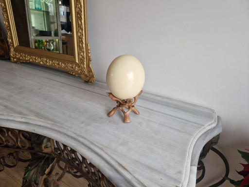 Ostrich egg on its Exotic Wood Stand