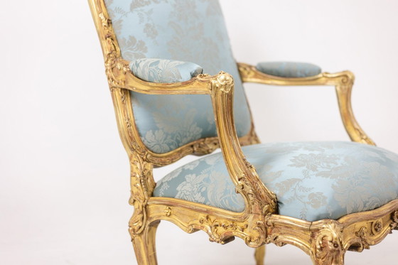 Image 1 of Louis XV Style Salon with Gilded Wood Frame, Circa 1880