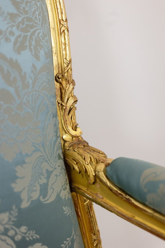 Image 1 of Louis XV Style Salon with Gilded Wood Frame, Circa 1880