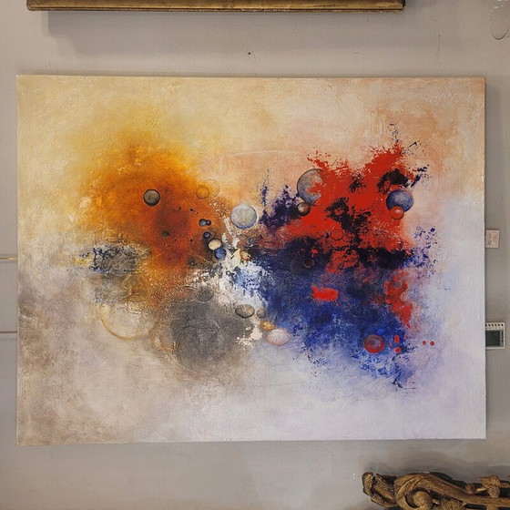 Image 1 of Vintage painting depicting an explosion of vibrant colors by F. Chatelain, France