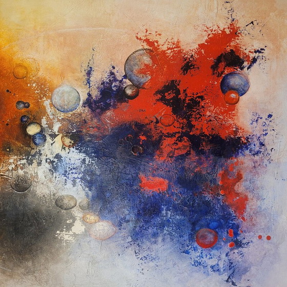 Image 1 of Vintage painting depicting an explosion of vibrant colors by F. Chatelain, France