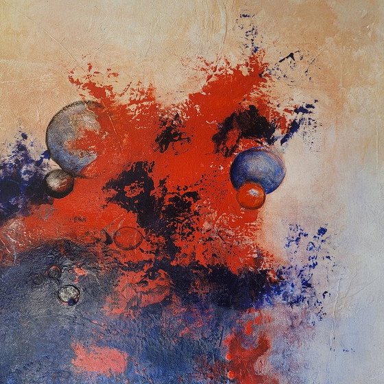 Image 1 of Vintage painting depicting an explosion of vibrant colors by F. Chatelain, France