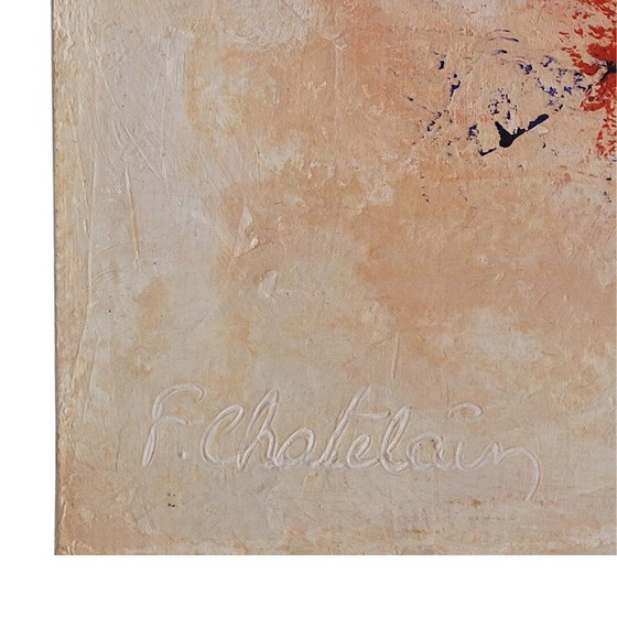 Image 1 of Vintage painting depicting an explosion of vibrant colors by F. Chatelain, France