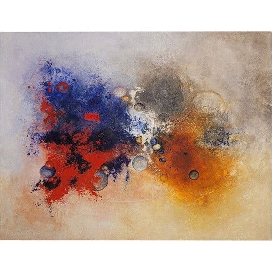 Image 1 of Vintage painting depicting an explosion of vibrant colors by F. Chatelain, France