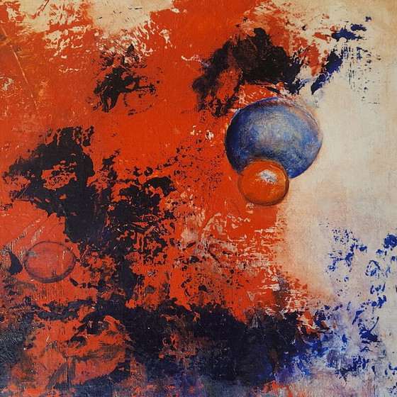 Image 1 of Vintage painting depicting an explosion of vibrant colors by F. Chatelain, France