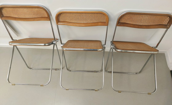 Image 1 of 3x Castelli Plia folding cane chair by Giancarlo Piretti