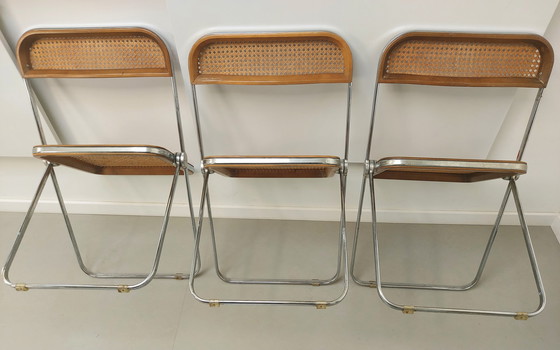 Image 1 of 3x Castelli Plia folding cane chair by Giancarlo Piretti