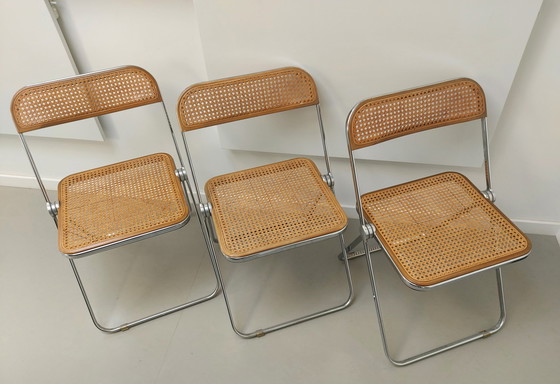 Image 1 of 3x Castelli Plia folding cane chair by Giancarlo Piretti