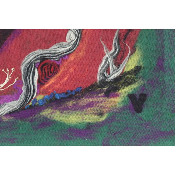 Image 1 of Vintage brightly colored tapestry by A. Kybal, Czechoslovakia 1970