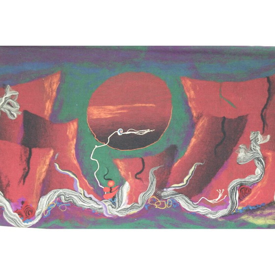 Image 1 of Vintage brightly colored tapestry by A. Kybal, Czechoslovakia 1970