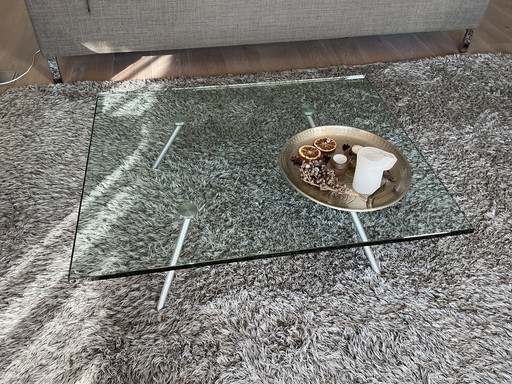 Coffee Table Maupertuus 100 X 80 Clear Glass Legs Matt Sanded