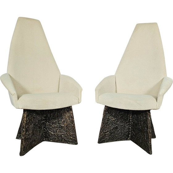 Image 1 of Pair of vintage epoxy and bronze base armchairs by Adrian Pearsall, 1960