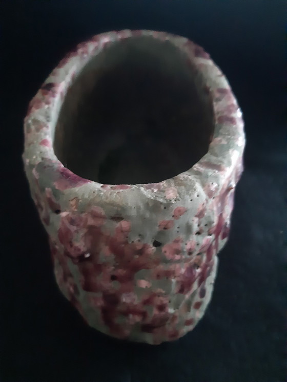 Image 1 of Maceta ovalada de cerámica Ptmd, color verde y berenjena