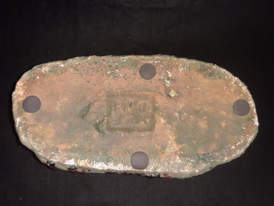 Image 1 of Maceta ovalada de cerámica Ptmd, color verde y berenjena