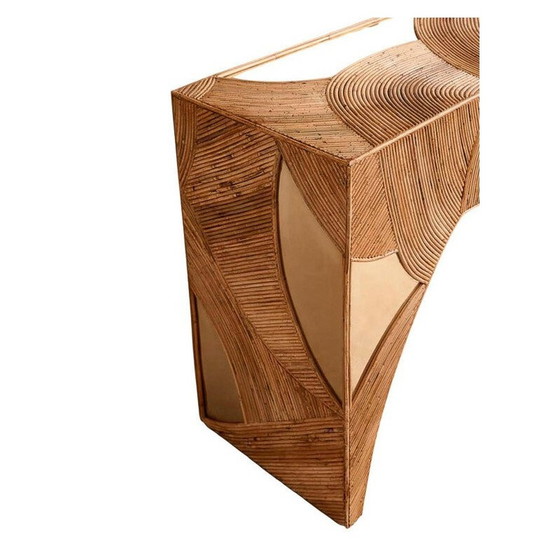 Image 1 of Vintage contemporary brass and bamboo console, Italy