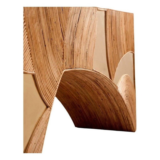 Image 1 of Vintage contemporary brass and bamboo console, Italy