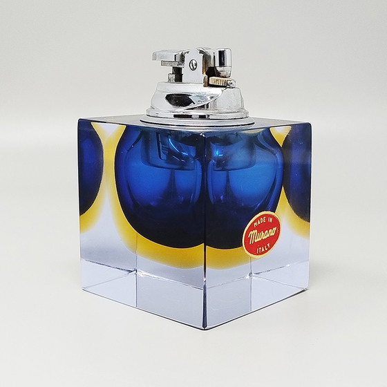 Image 1 of 1960S Stunning Blue Table Lighter In Murano Sommerso Glass By Flavio Poli For Seguso