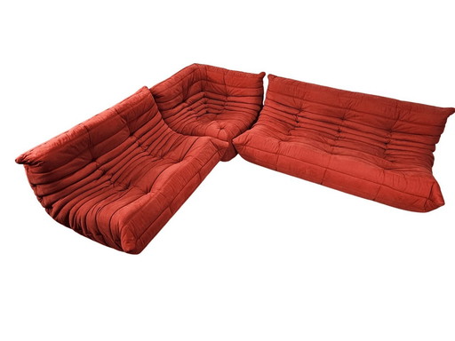 Togo Sofa By Michel Ducaroy For Ligne Roset In Red Fabric