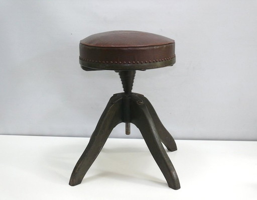 Buffer swivel stool, sprung and upholstered, Bombenstabil company, 1st half of the 20th century.