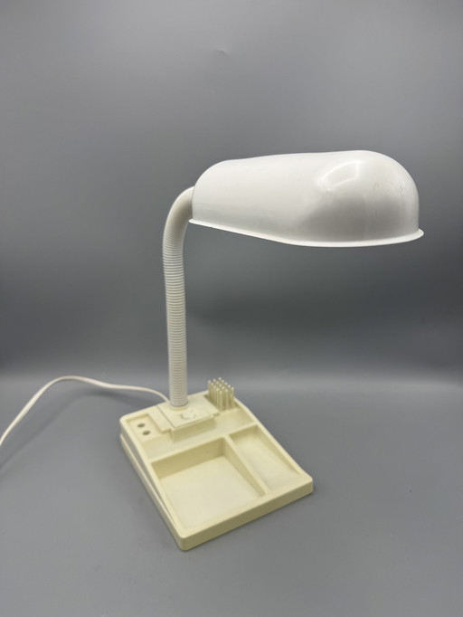 Desk Lamp E-Lite With Bending Arm And Paperclip Tray In The Base, Ca. 1970