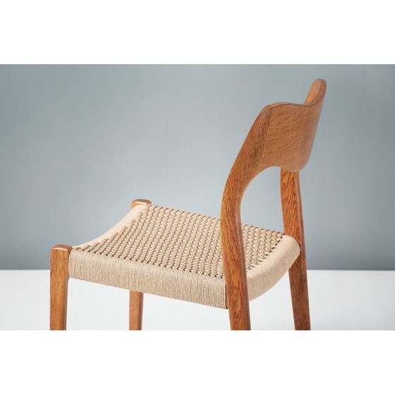 Image 1 of Set of 8 vintage model 71 oakwood dining chairs by Niels Møller for J.L. Moller Mobelfabrik, Denmark