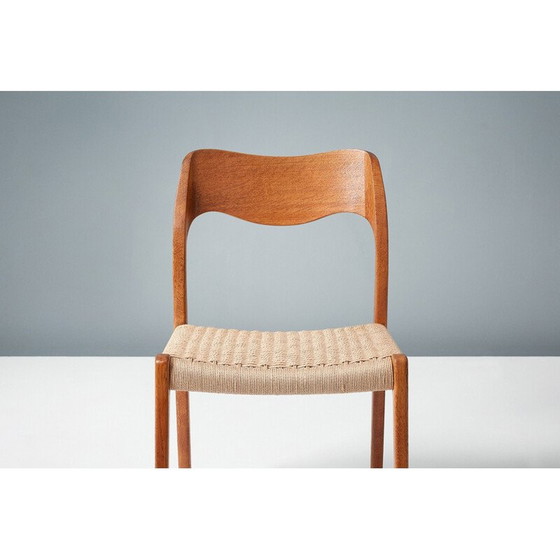 Image 1 of Set of 8 vintage model 71 oakwood dining chairs by Niels Møller for J.L. Moller Mobelfabrik, Denmark