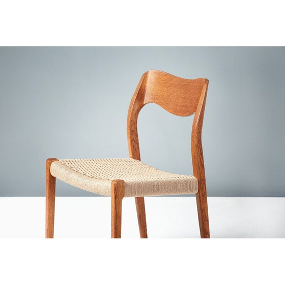 Image 1 of Set of 8 vintage model 71 oakwood dining chairs by Niels Møller for J.L. Moller Mobelfabrik, Denmark