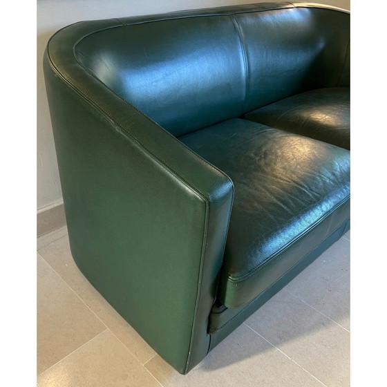 Image 1 of Vintage three-seater sofa in green leather, 1980