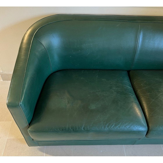 Image 1 of Vintage three-seater sofa in green leather, 1980