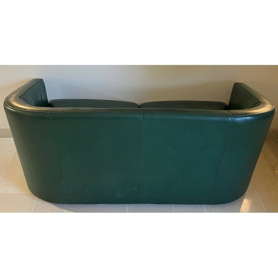 Image 1 of Vintage three-seater sofa in green leather, 1980