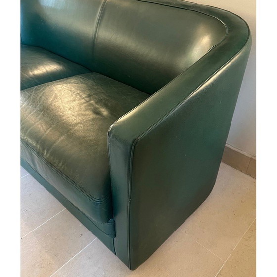 Image 1 of Vintage three-seater sofa in green leather, 1980