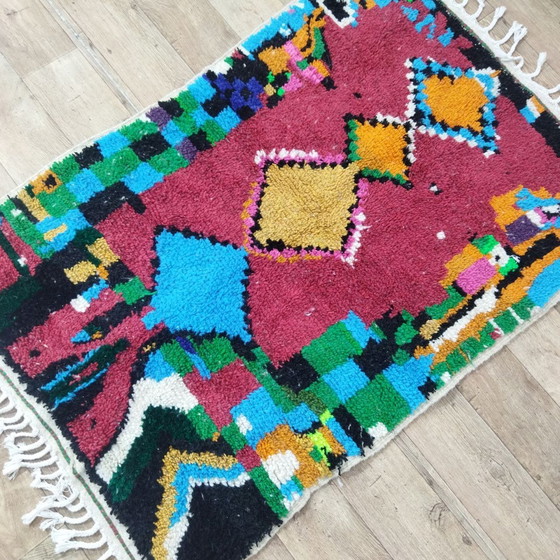 Image 1 of Handgemaakte Rode Berber Wollen Tapijt - Handmade Red Berber Wool Rug