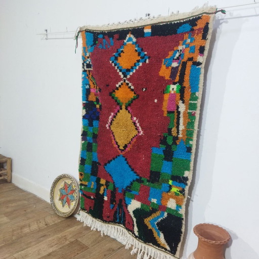 Handgemaakte Rode Berber Wollen Tapijt - Handmade Red Berber Wool Rug