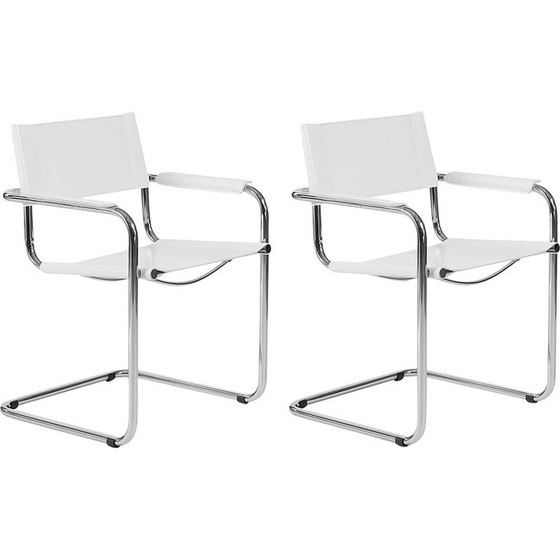 Image 1 of Pair of vintage Bauhaus S34 chairs by Mart Stam for Fasem, Italy 1980s