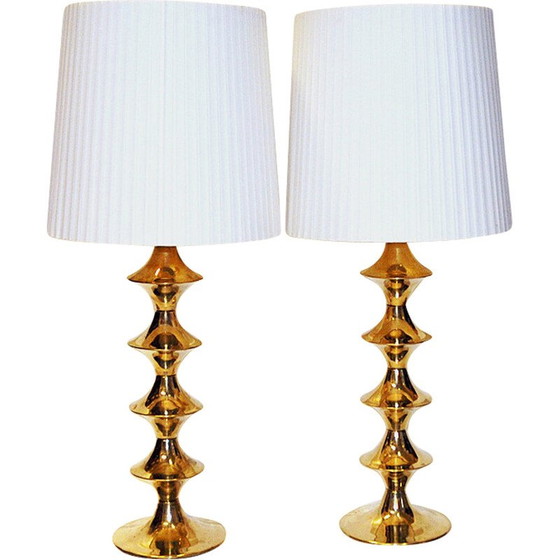 Image 1 of Pair of vintage brass table lamps for Elit Ab, Sweden 1960