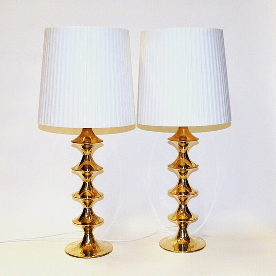 Image 1 of Pair of vintage brass table lamps for Elit Ab, Sweden 1960
