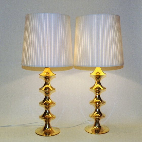 Image 1 of Pair of vintage brass table lamps for Elit Ab, Sweden 1960