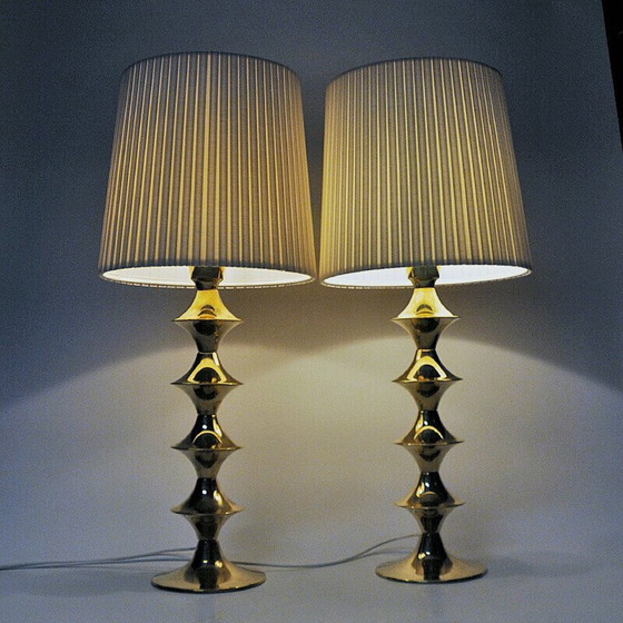 Image 1 of Pair of vintage brass table lamps for Elit Ab, Sweden 1960