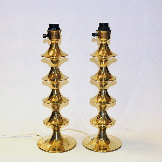 Image 1 of Pair of vintage brass table lamps for Elit Ab, Sweden 1960