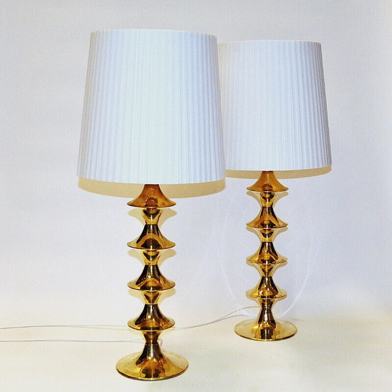 Image 1 of Pair of vintage brass table lamps for Elit Ab, Sweden 1960