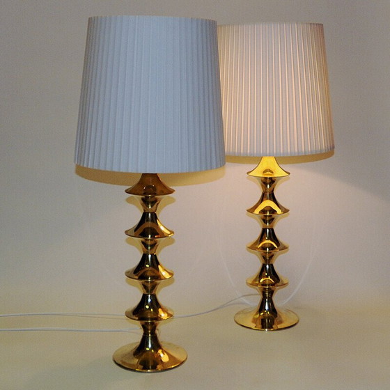 Image 1 of Pair of vintage brass table lamps for Elit Ab, Sweden 1960