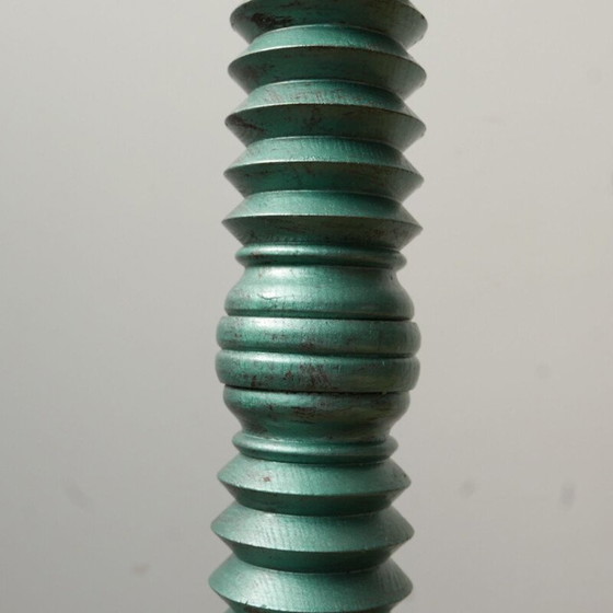 Image 1 of Vintage art deco turned wood table lamp, France 1940