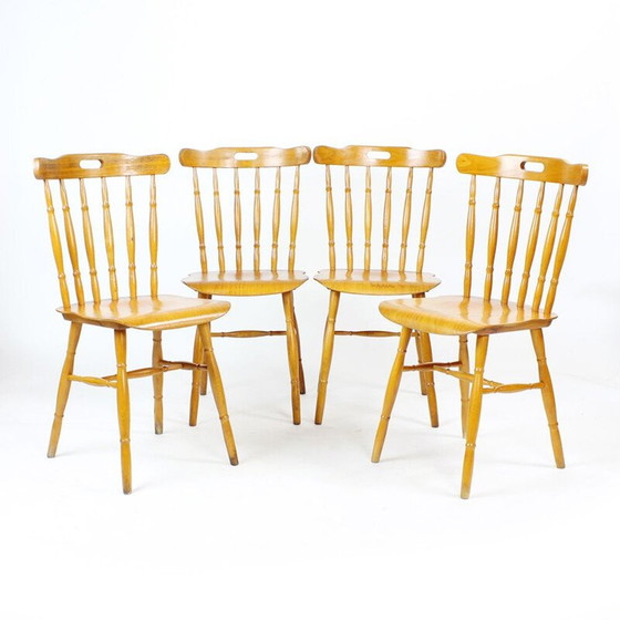 Image 1 of Set of 4 vintage Oak Dining Chairs, Czechoslovakia 1960s