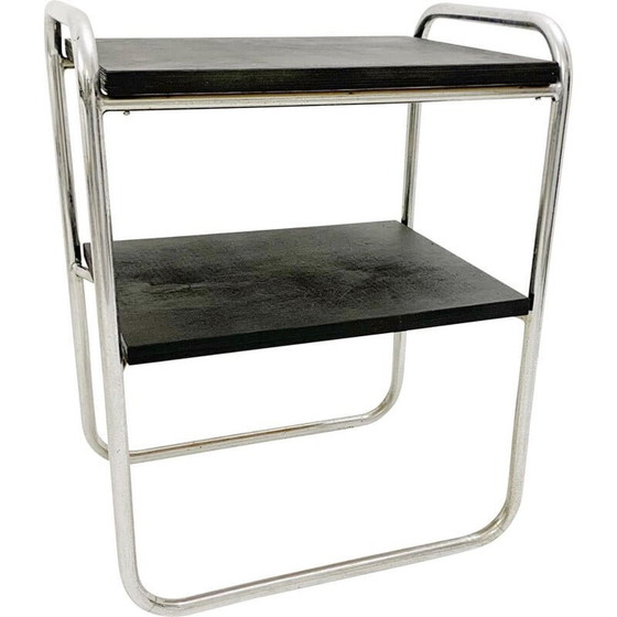 Image 1 of Modernist vintage wood and tubular steel side table, 1930s
