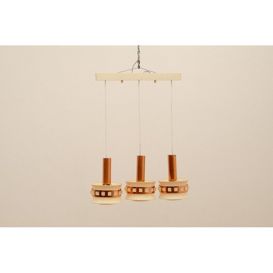 Image 1 of Vintage pendant lamp with 3 cut glass lampshades by Kamenický Šenov, 1970