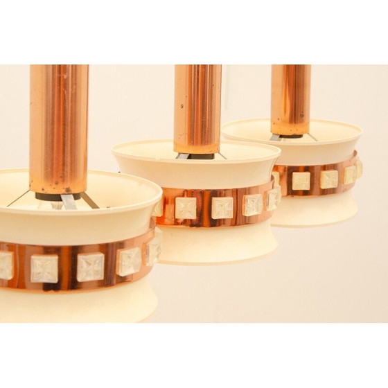 Image 1 of Vintage pendant lamp with 3 cut glass lampshades by Kamenický Šenov, 1970