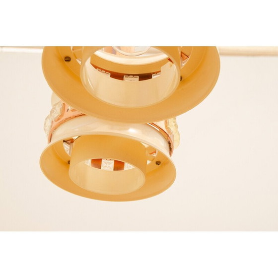 Image 1 of Vintage pendant lamp with 3 cut glass lampshades by Kamenický Šenov, 1970