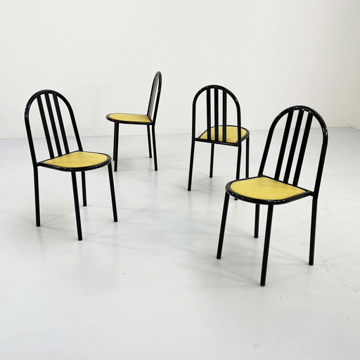 4 No.222 Chairs With Yellow Seating By Robert Mallet-Stevens For Pallucco, 1980S