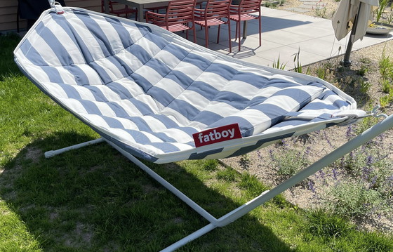 Image 1 of FatBoy Headdemock hamac Superb avec coussin Stripe ocean / Light grey